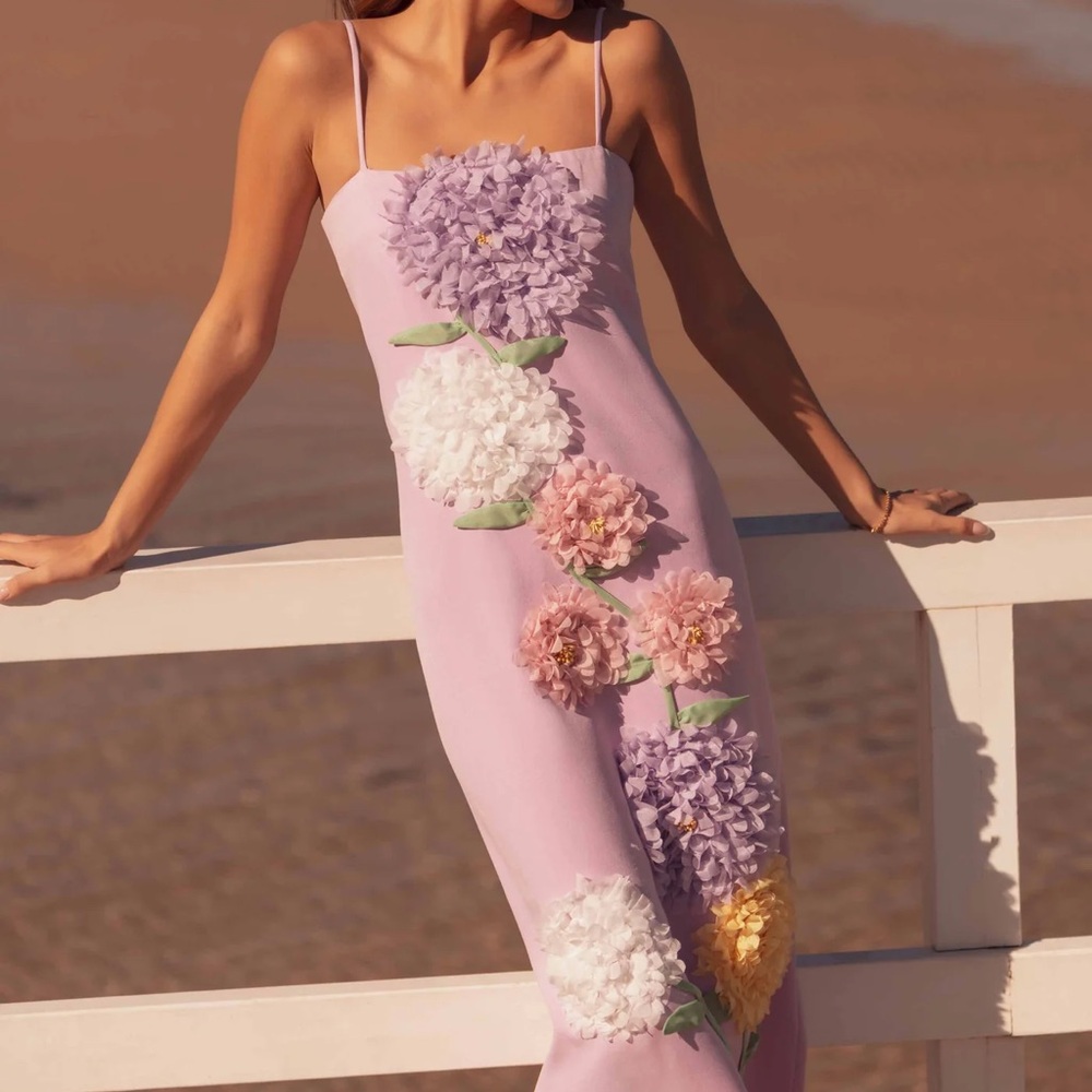 Buttercup Embroidered Maxi Dress in Purple - S / Purple - Picture 2 of 5